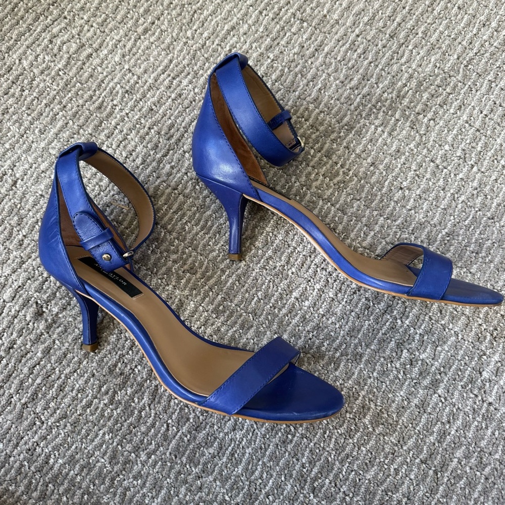 Ann Taylor Mara Ankle Strap Kitten Heel Blue